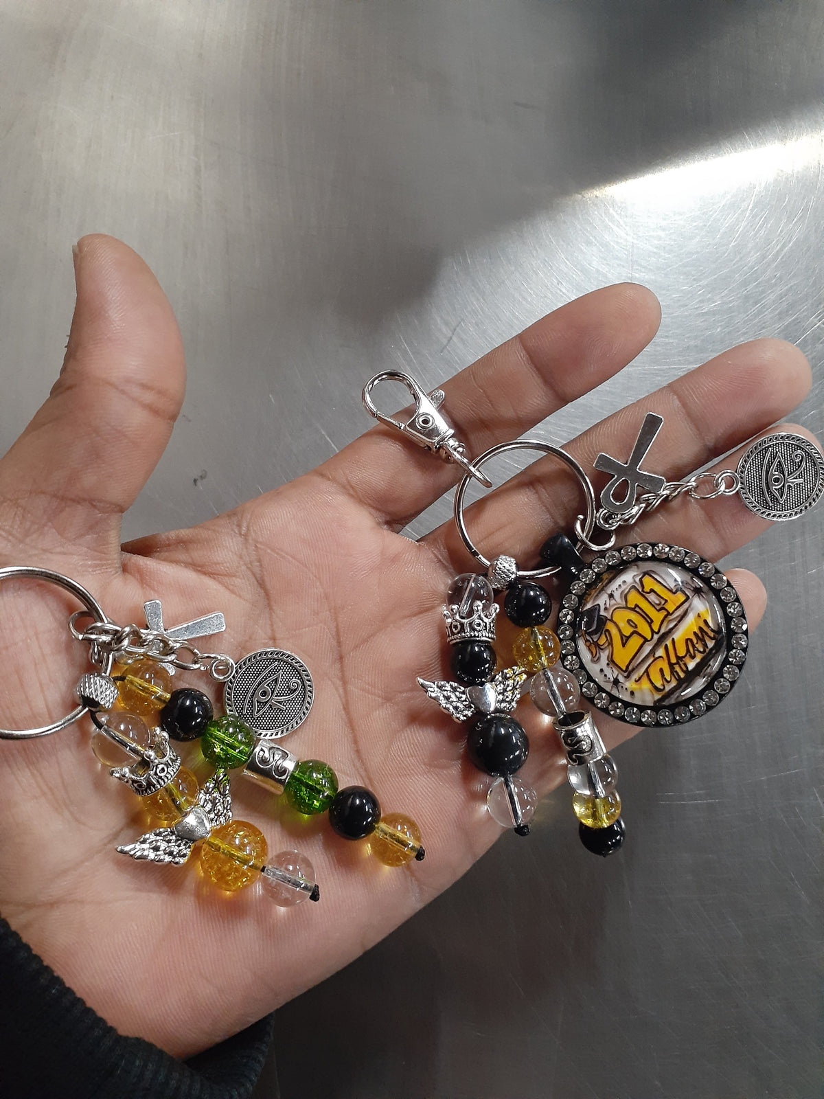 Leo Citrine Guardian Double Strand Keybeads With Charms Peridot Obsidian