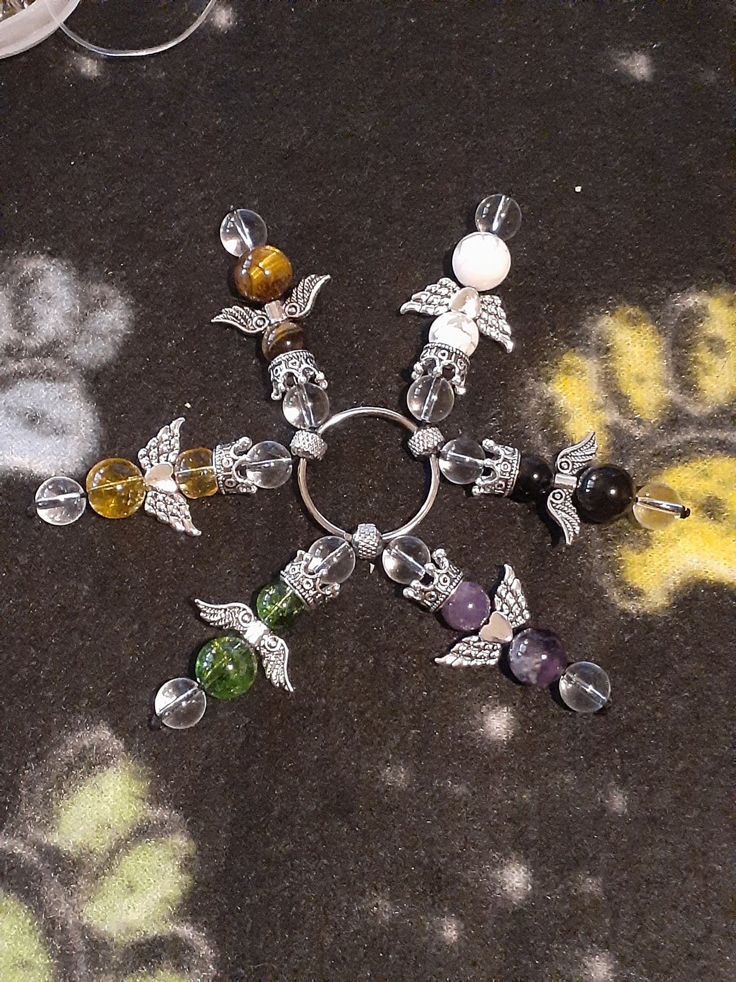Custom Round Bezel Obsidian Guardian Keybeads With Charms