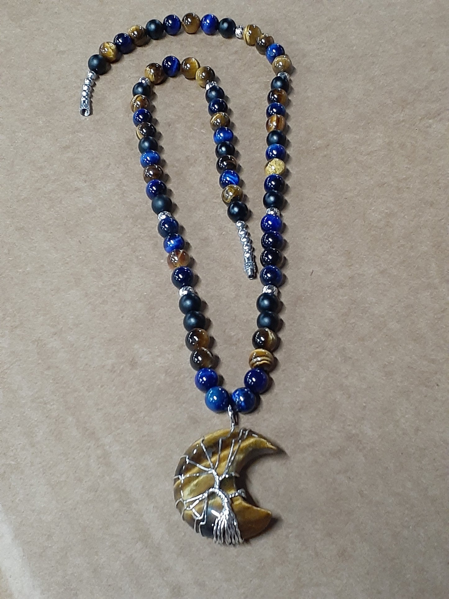 Tiger Eye Moon Necklace 12in
