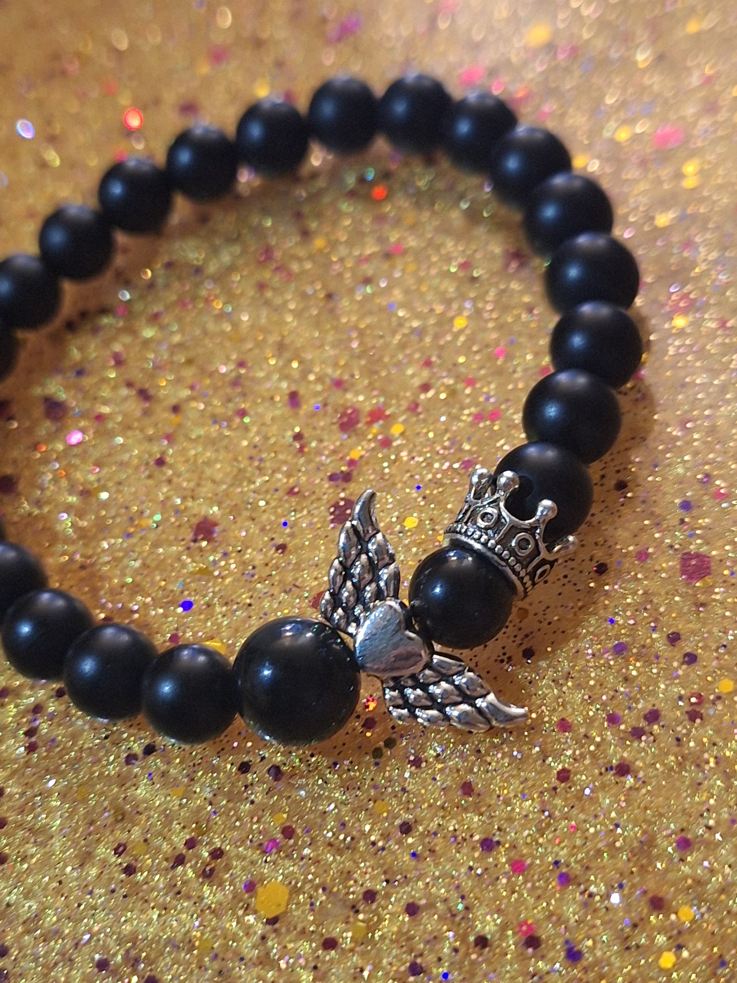 Obsidian Guardian With Onyx Stretch Bracelet
