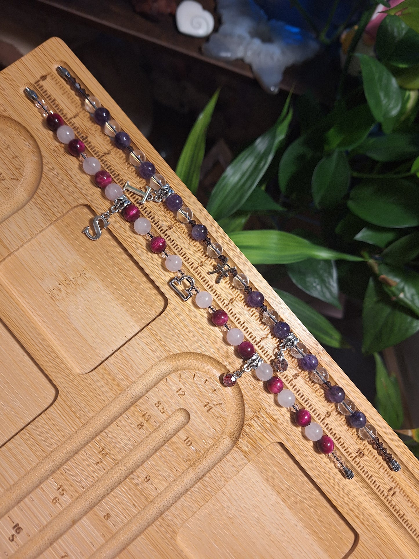 Libra Custom Charm Anklet - Rose Magenta