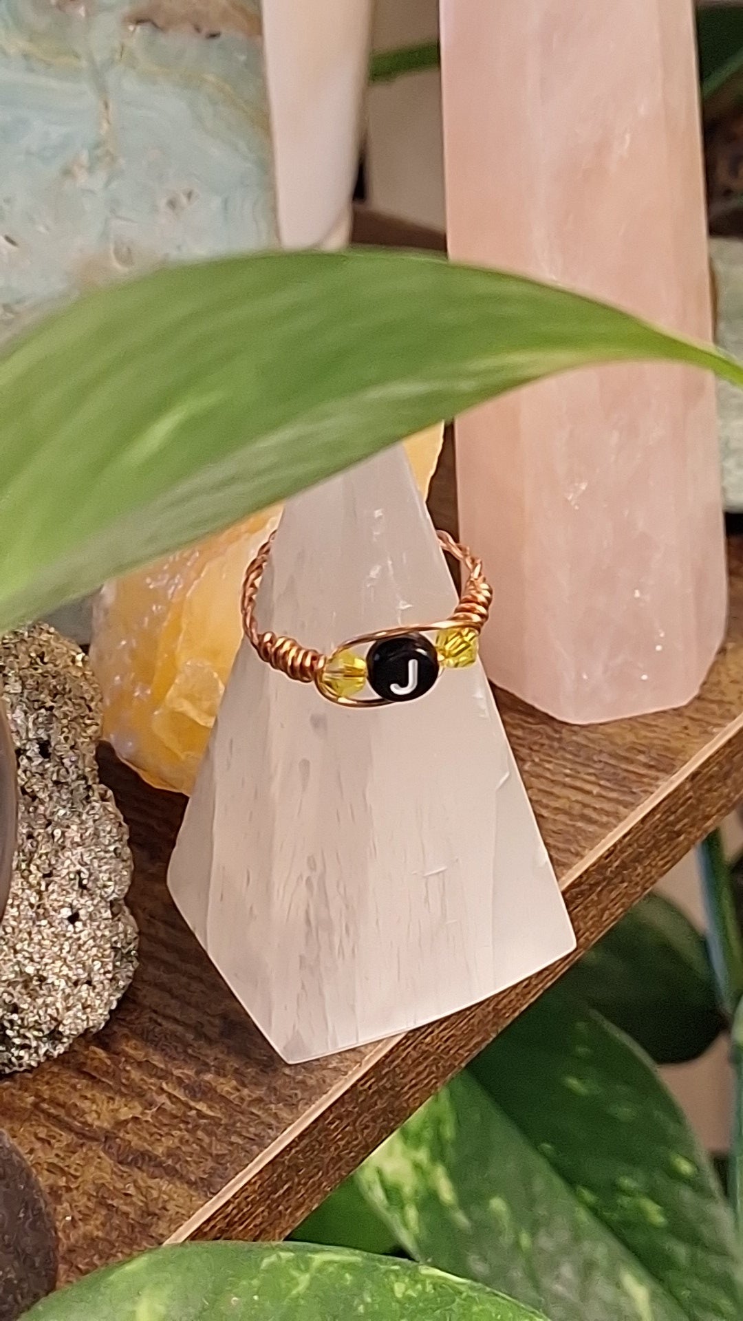 Alphabet "J" Adjustble Ring Yellow