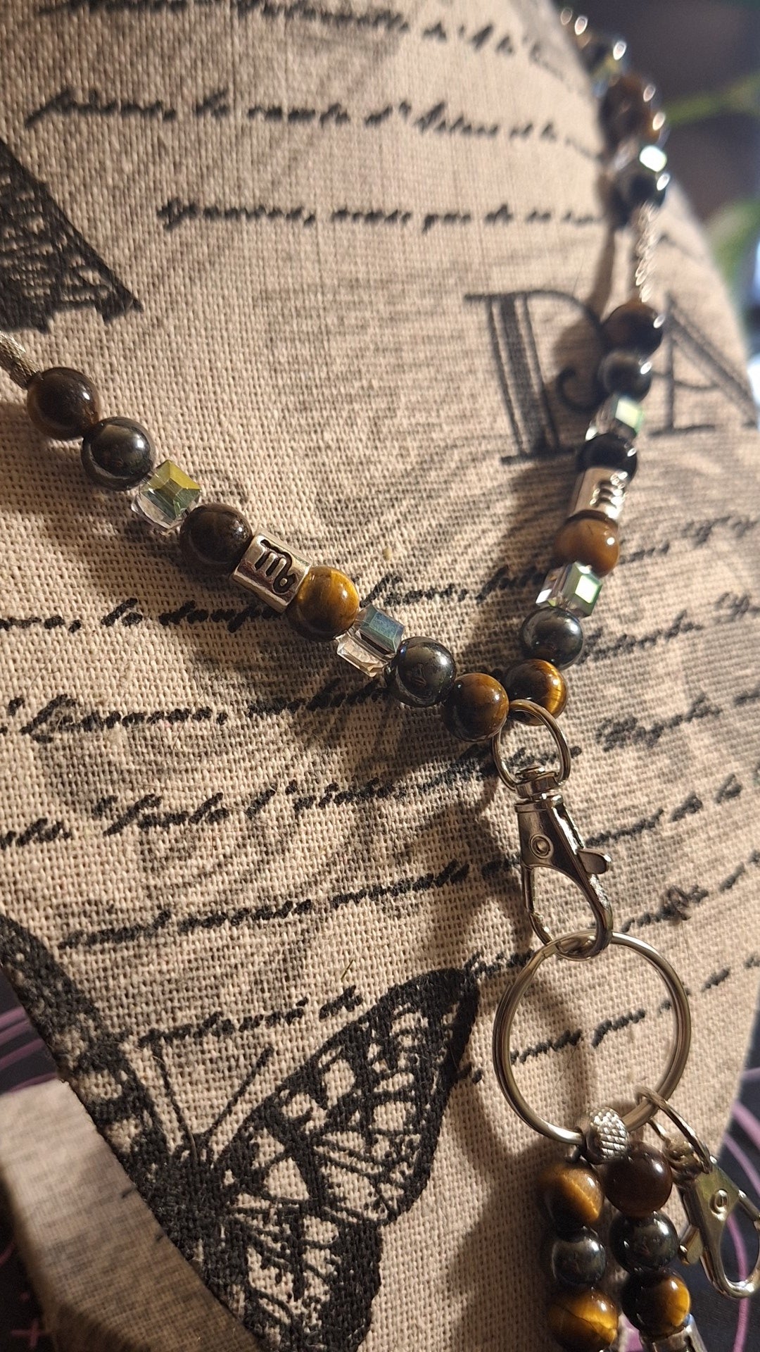 Scorpio Tiger Eye 2 Piece Lanyard and Keybead Set Hematite