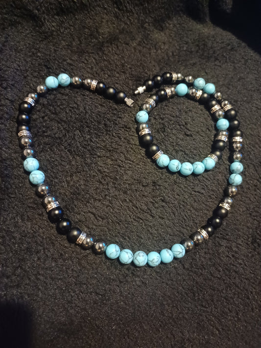 Turquoise Natural Stone Necklace Set