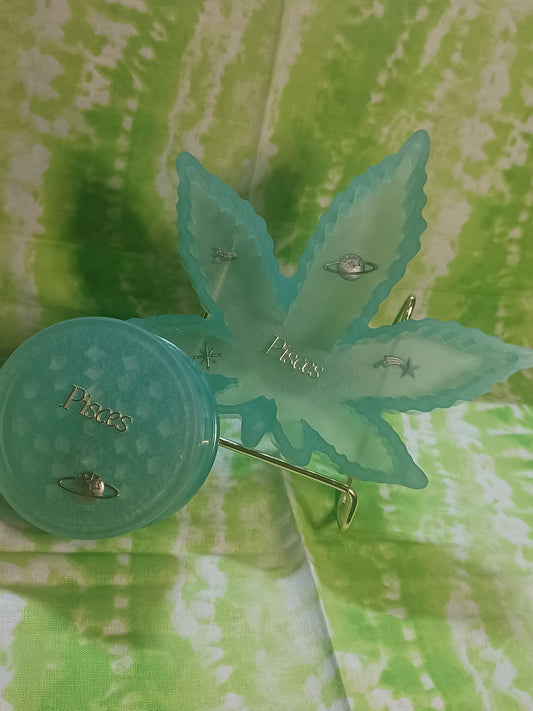 Pisces Sm Ashtray and Grinder GLOW *DISCOUNTED*