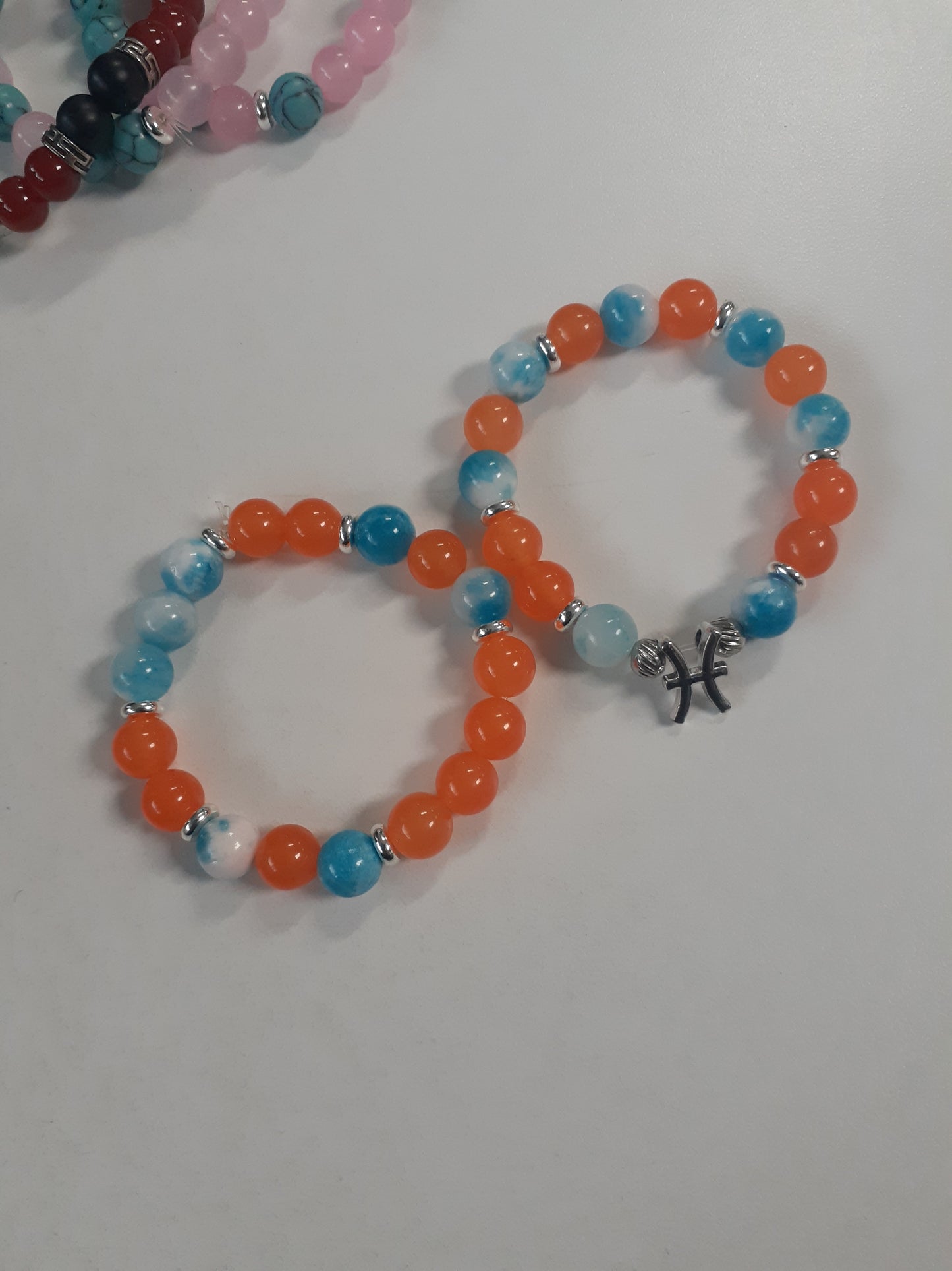 Orange Agate Kids Pisces Stretch Bracelet Set