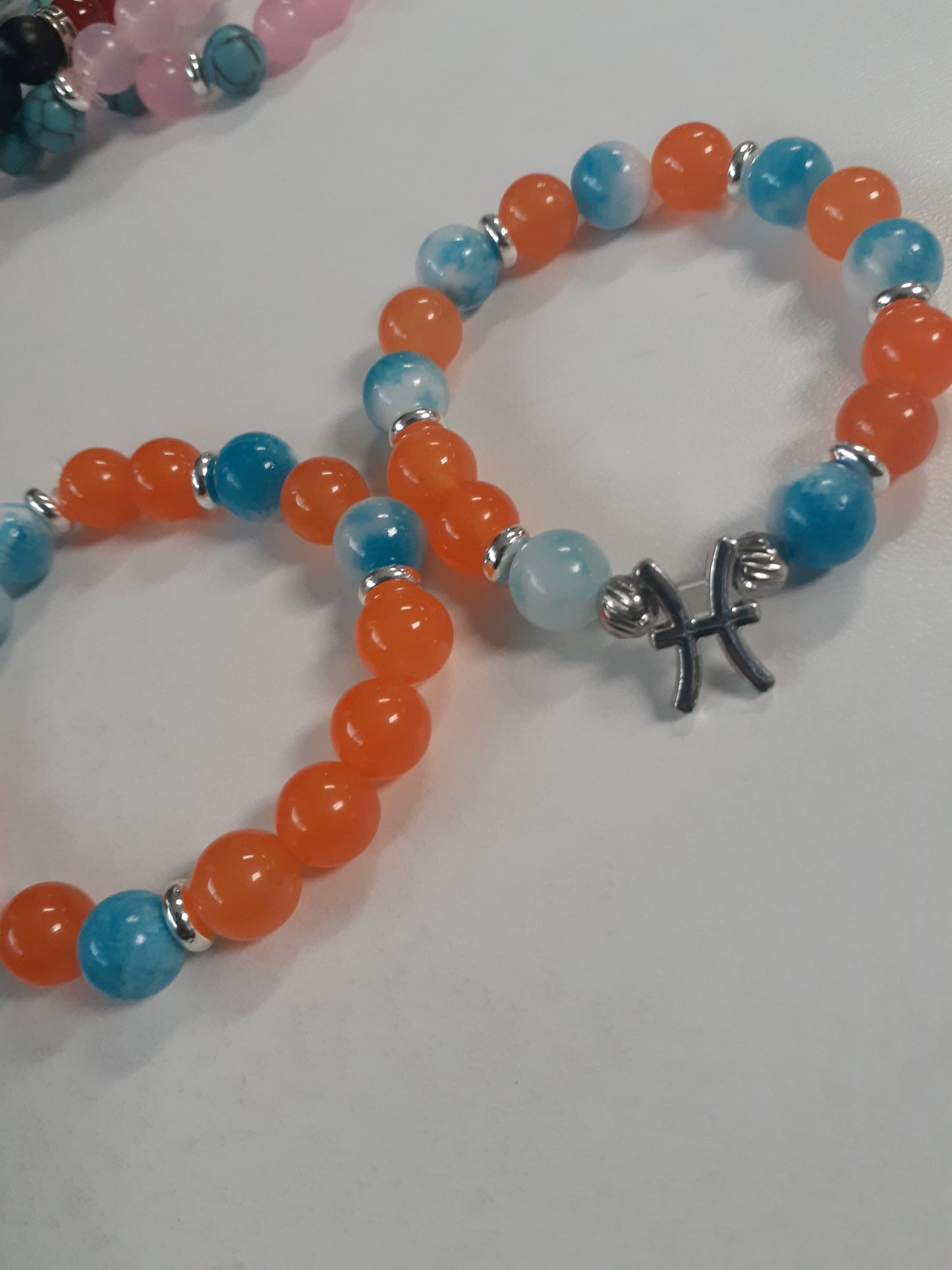 Orange Agate Kids Pisces Stretch Bracelet Set