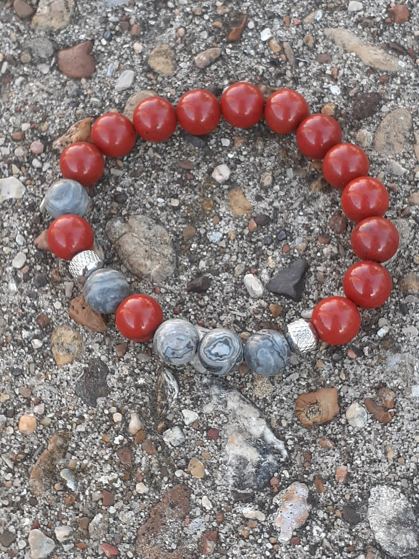 Red and Gray Jasper Stretch Bracelet