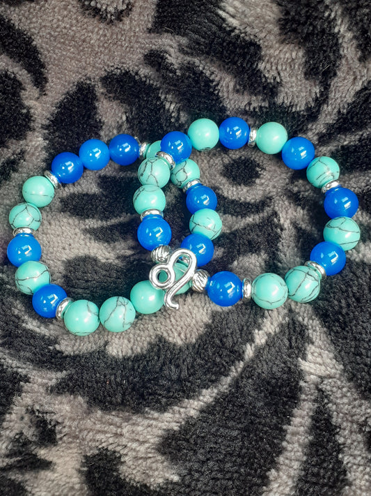 Turquoise Agate KIDS Leo Stretch Bracelet Set