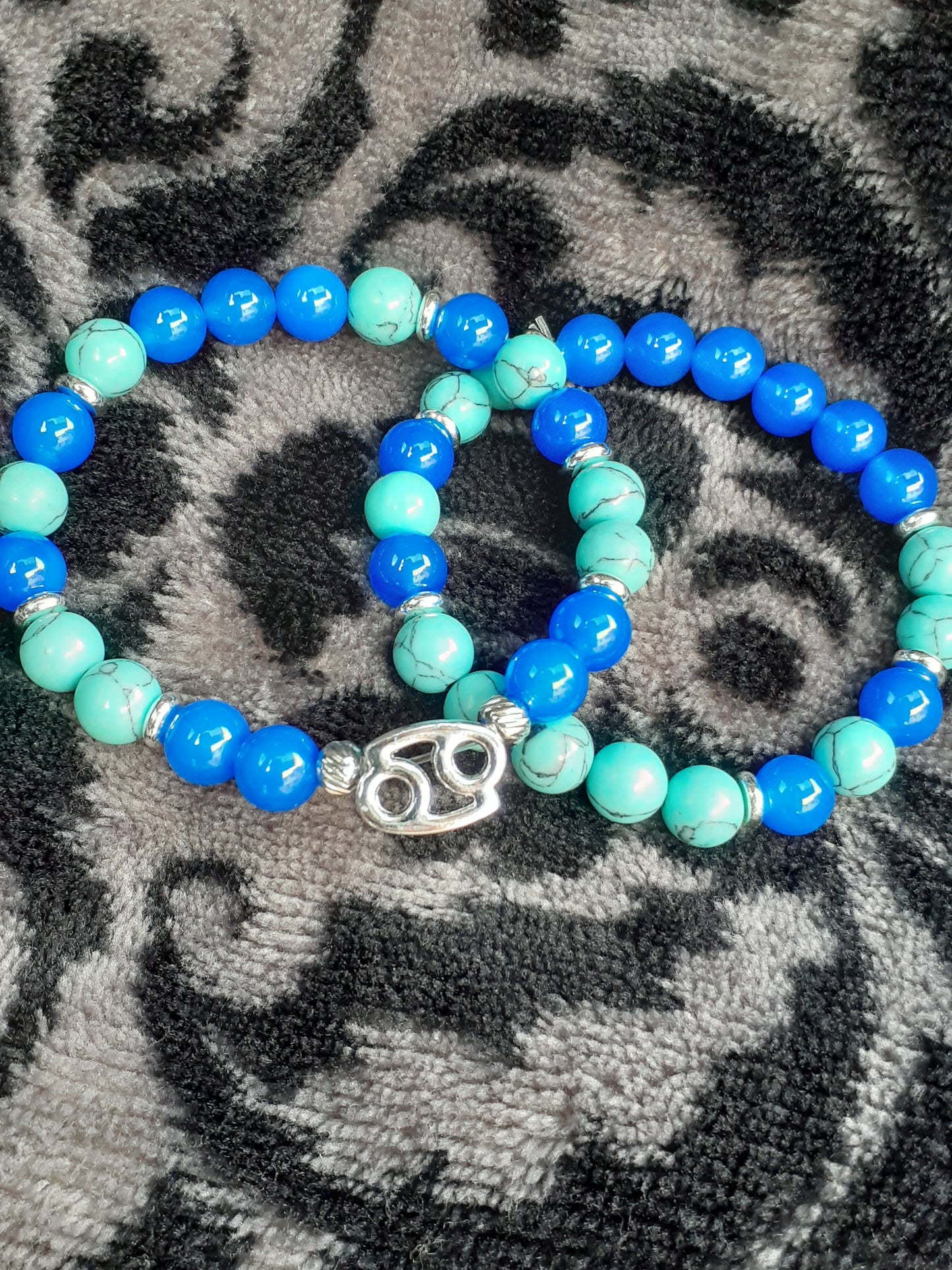 Turquoise Agate Cancer Stretch Bracelet Set