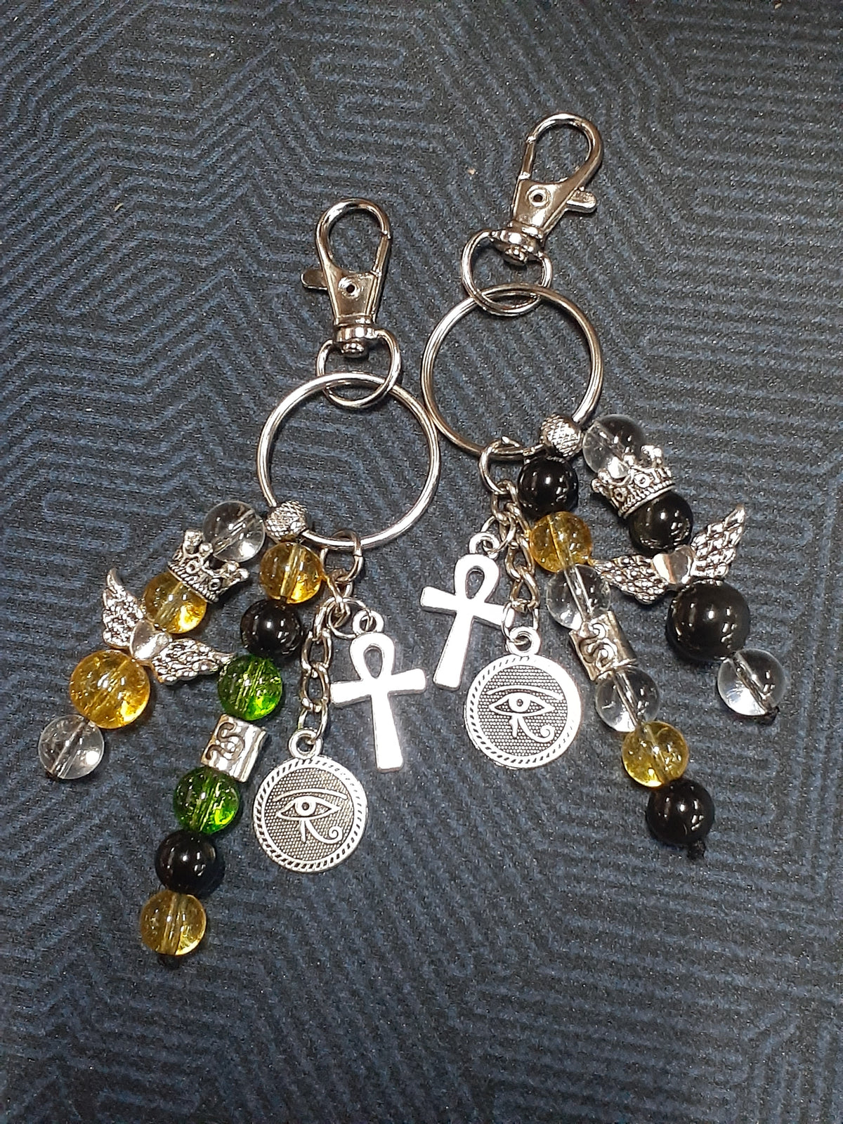 Leo Citrine Guardian Double Strand Keybeads With Charms Peridot Obsidian
