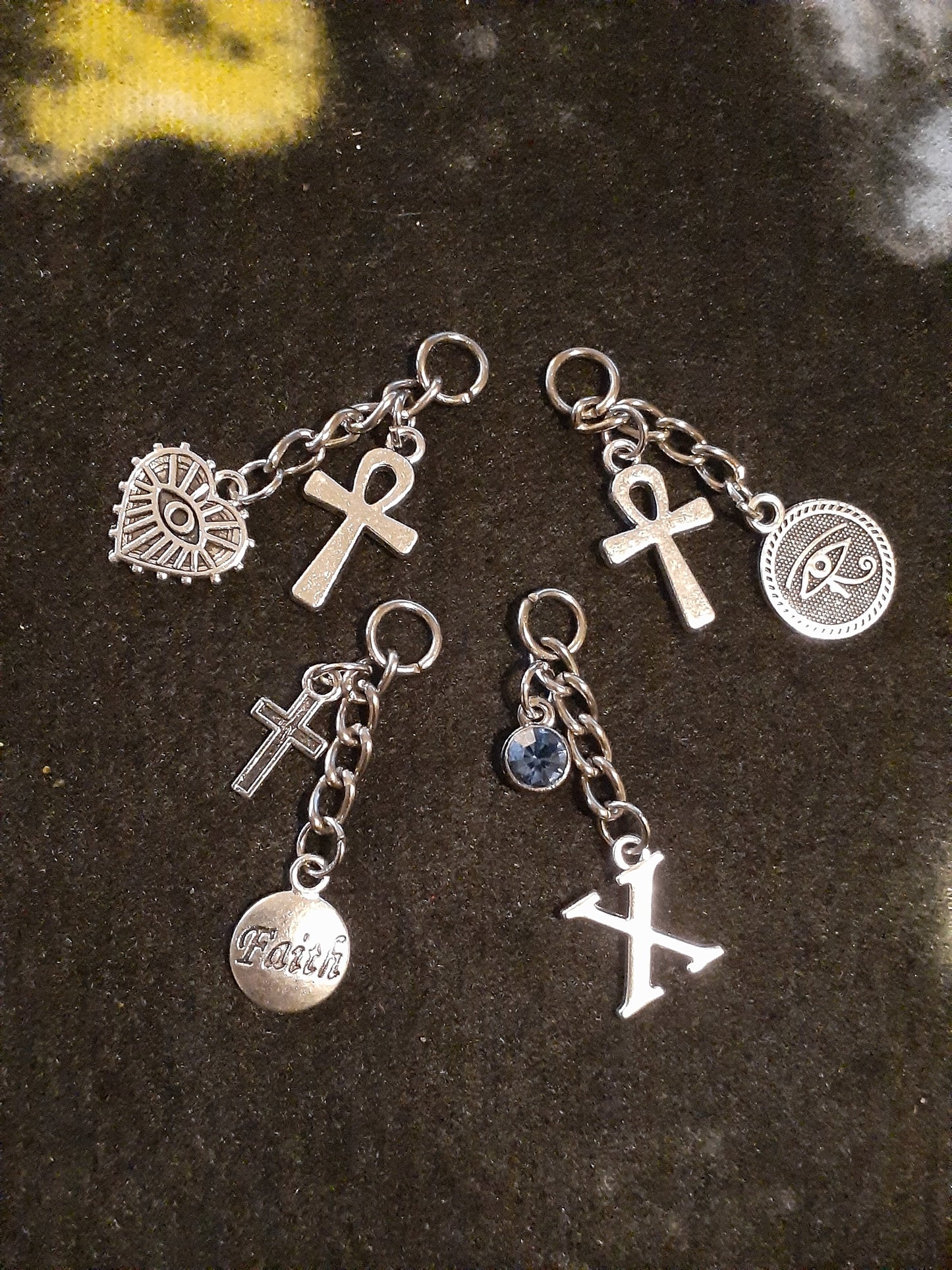 Custom Round Bezel Obsidian Guardian Keybeads With Charms
