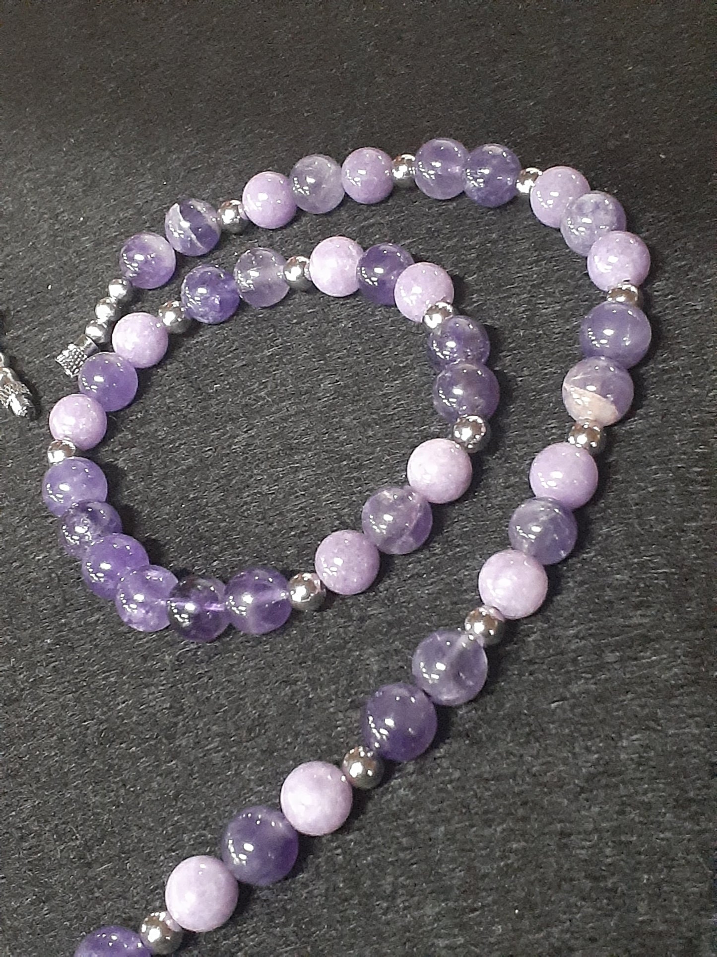 Amethyst Heart Necklace Set 10in