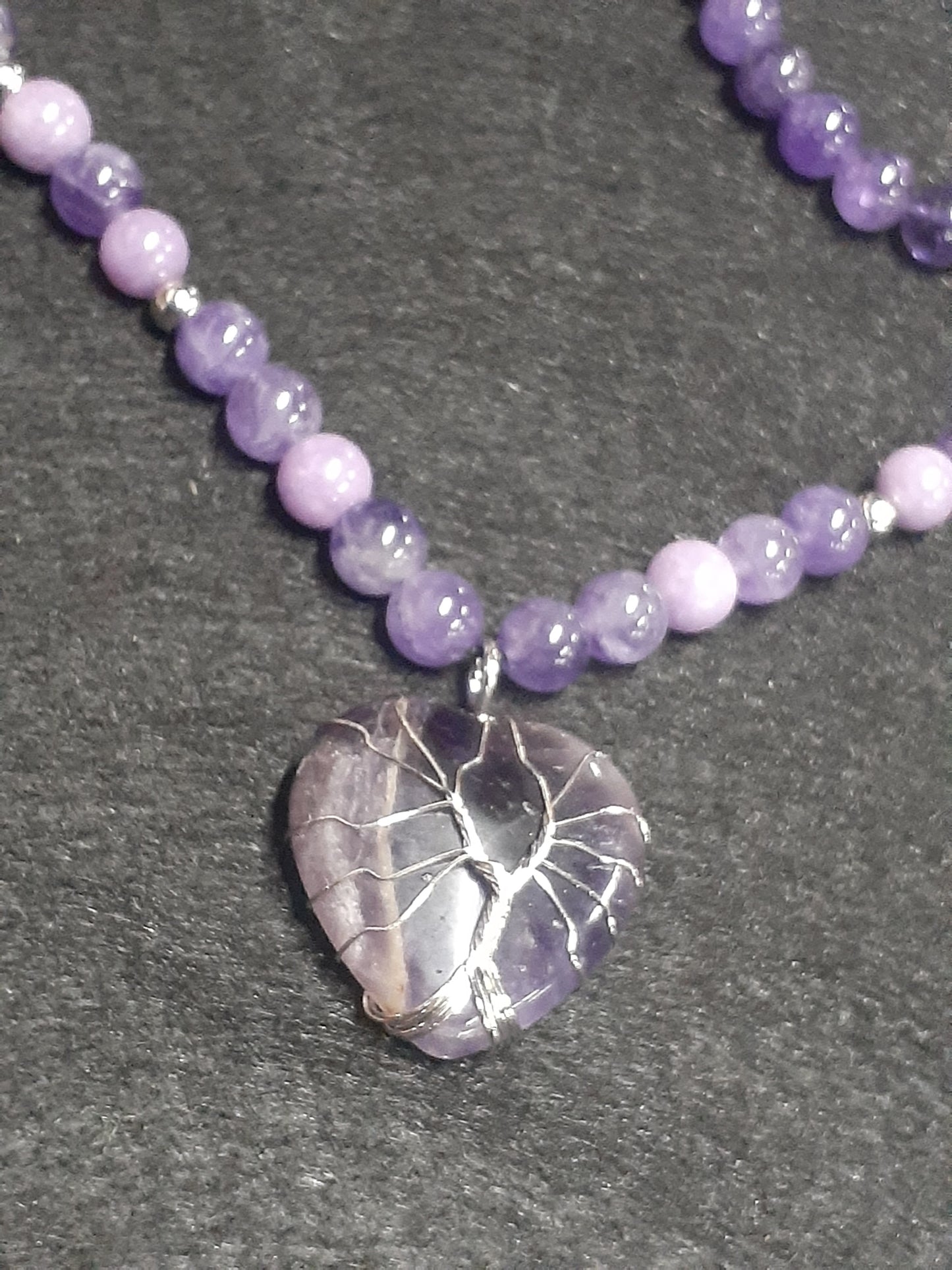 Amethyst Heart Necklace Set 10in