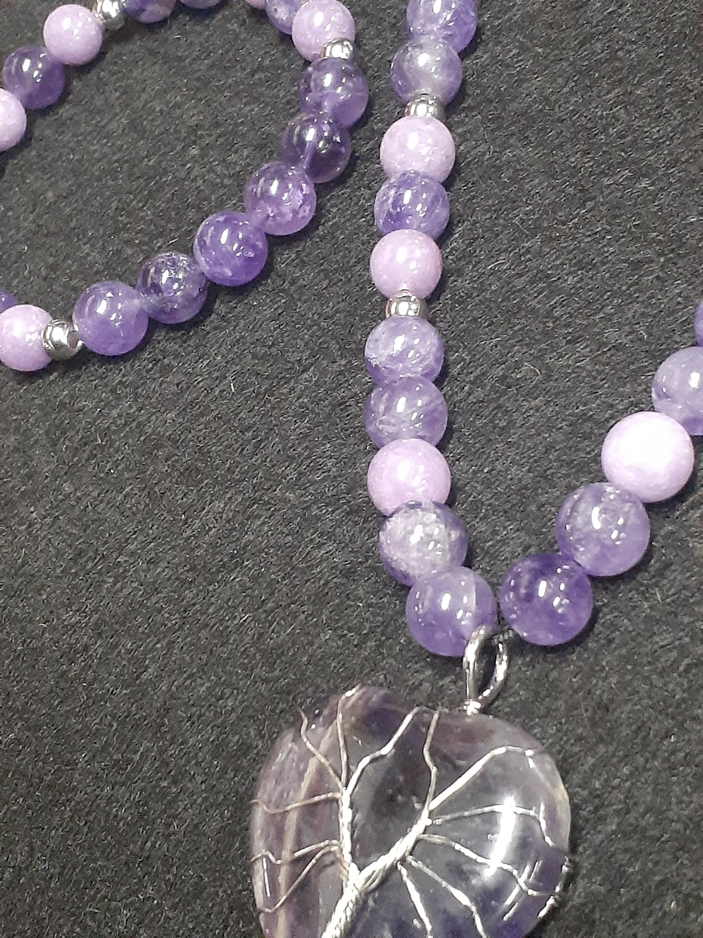 Amethyst Heart Necklace Set 10in