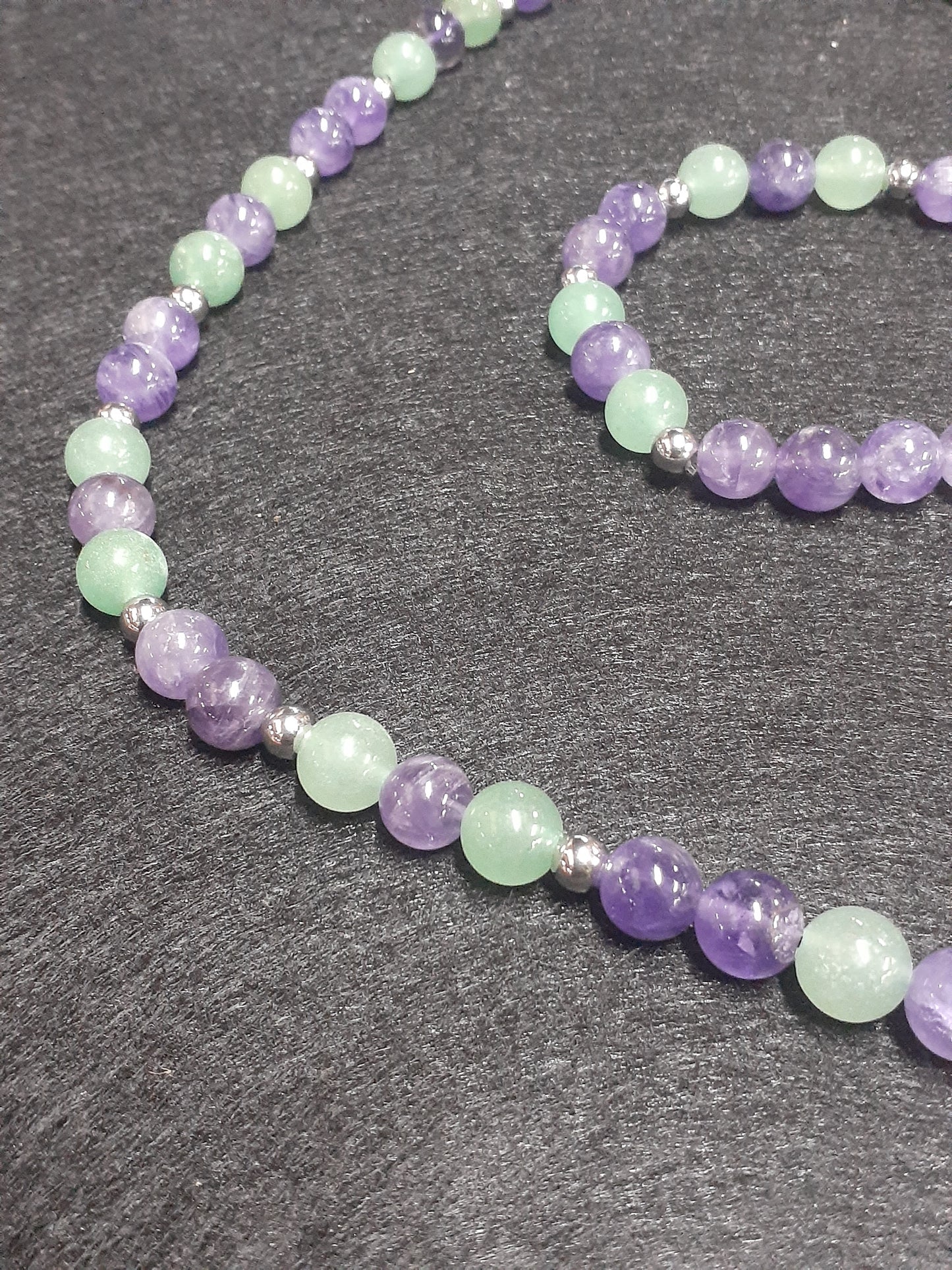 Amethyst Droplet Aventurine Necklace Set 10in