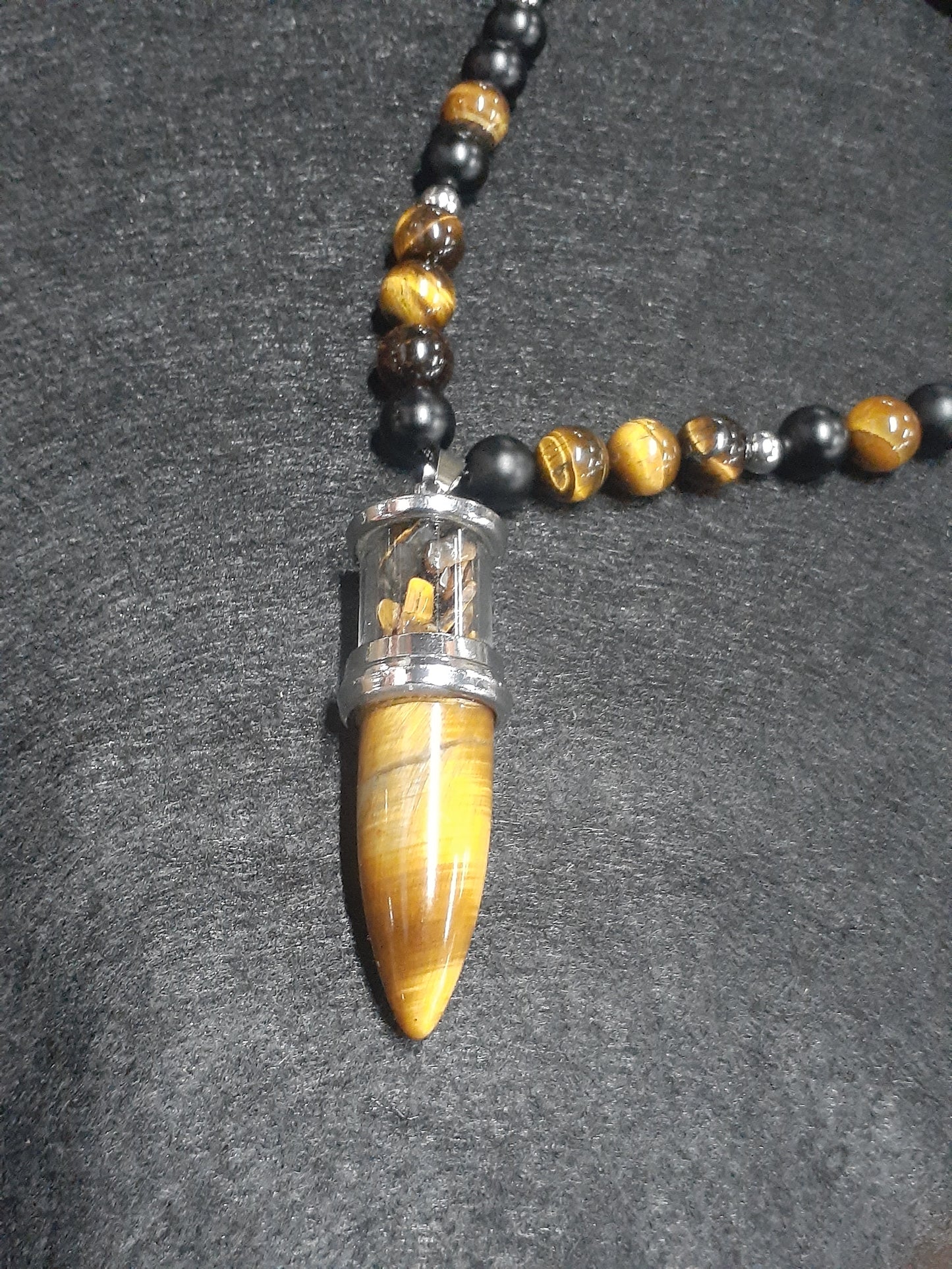 Tiger Eye Bullet Onyx Necklace Set 12in *DISCOUNTED*