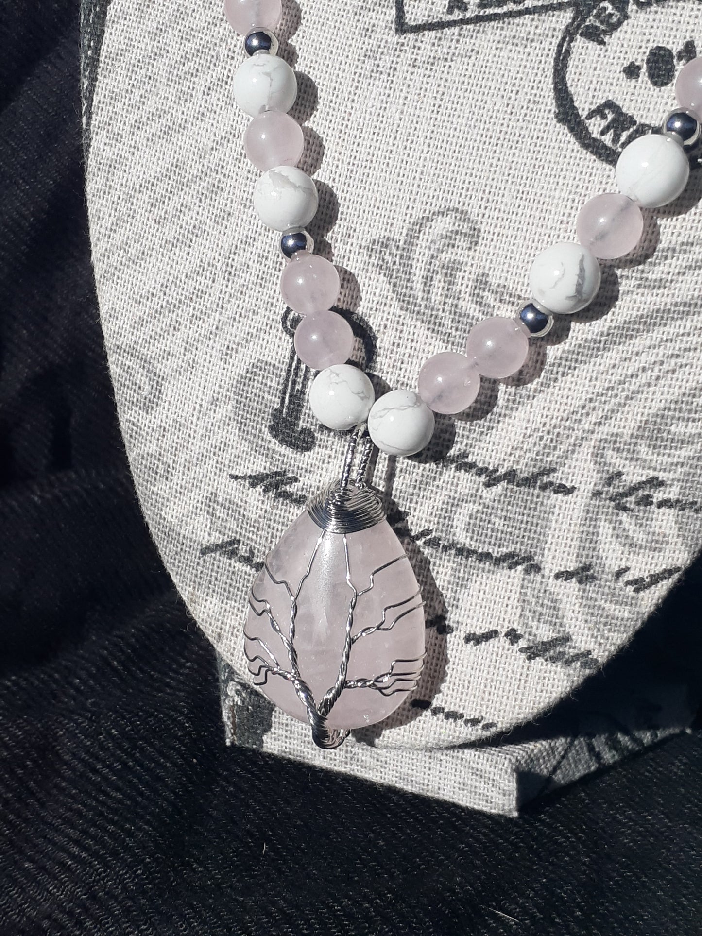 Rose Quartz Droplet Necklace Set 10in