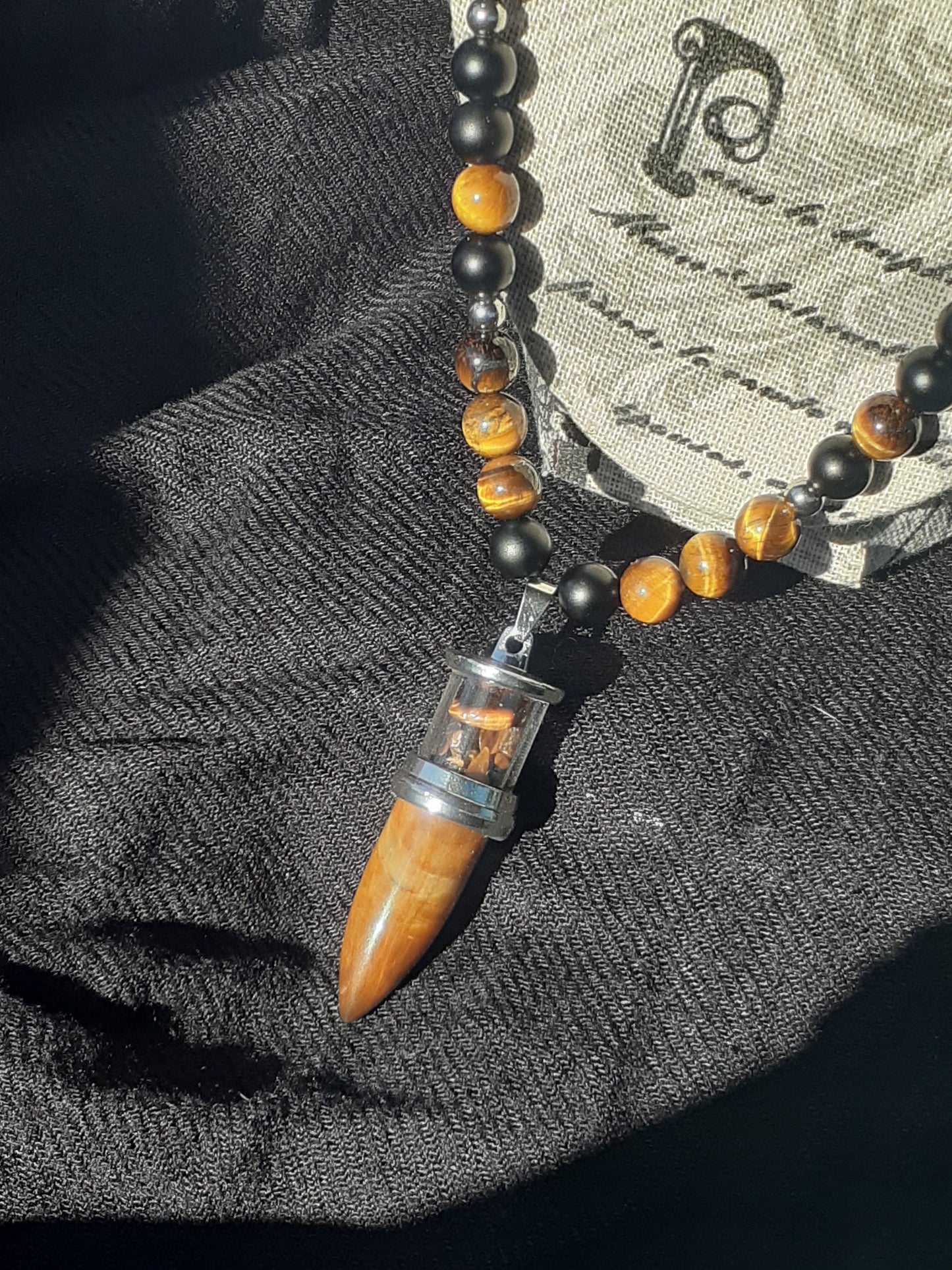 Tiger Eye Bullet Onyx Necklace Set 12in *DISCOUNTED*