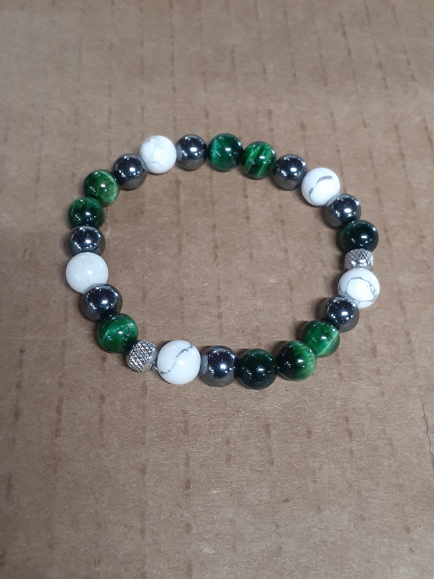 Green Hemalite Stretch Bracelet 9Inch