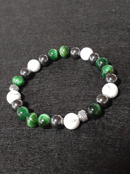 Green Hemalite Stretch Bracelet 9Inch