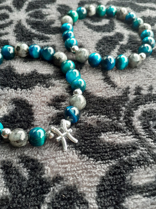 Aquamarine Pisces Stretch Bracelet Set