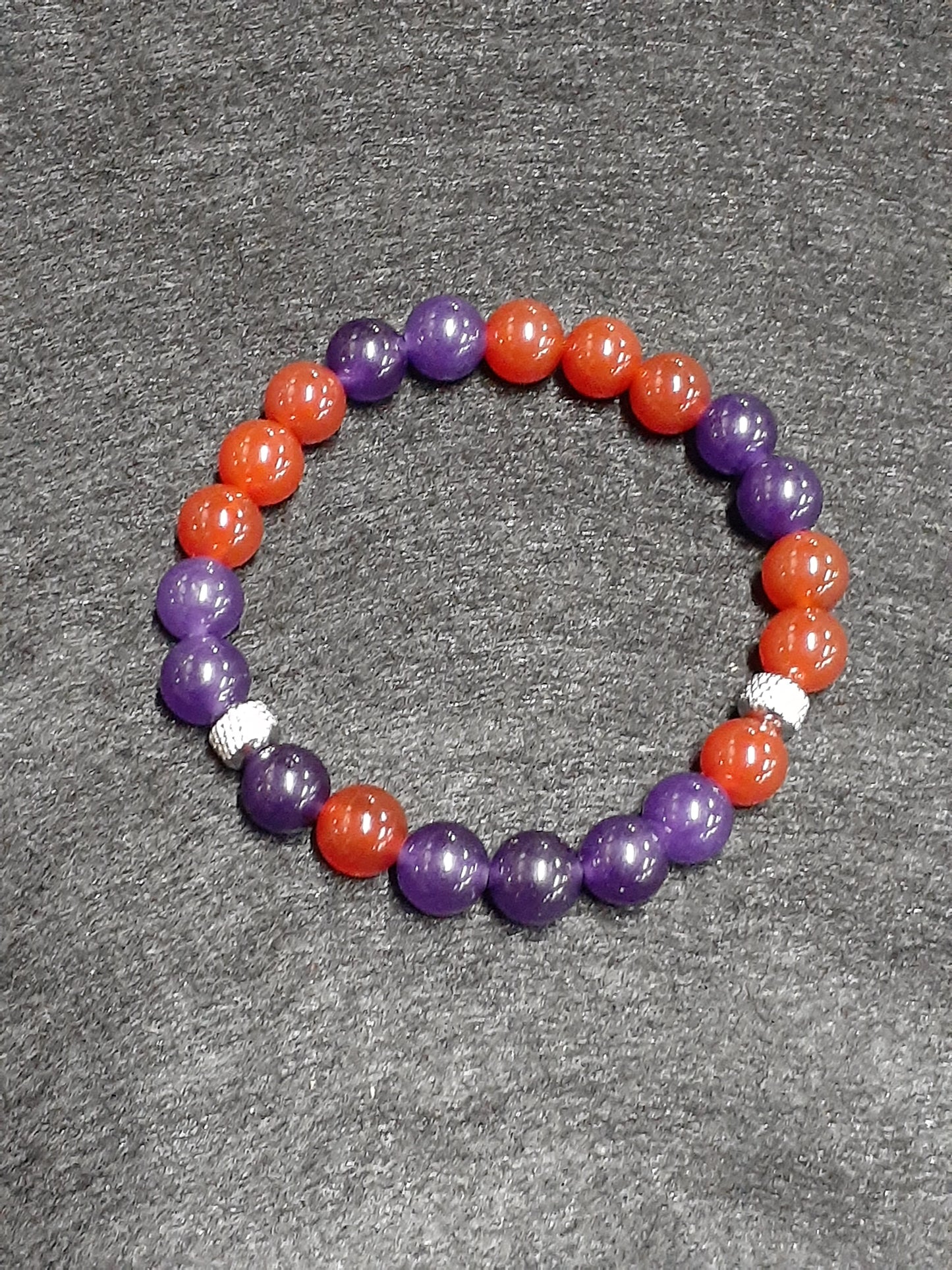 Purple and Red Agate Stretch Bracelet