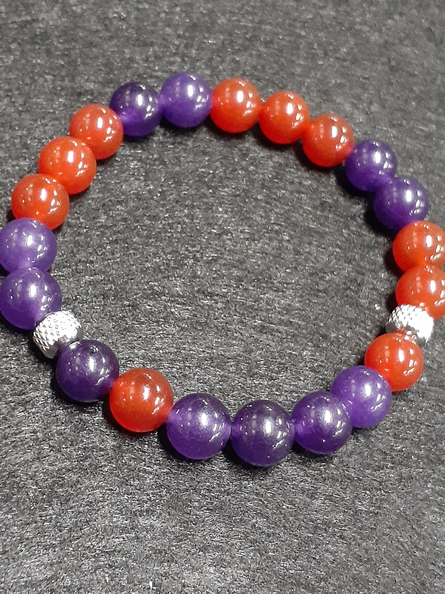 Purple and Red Agate Stretch Bracelet