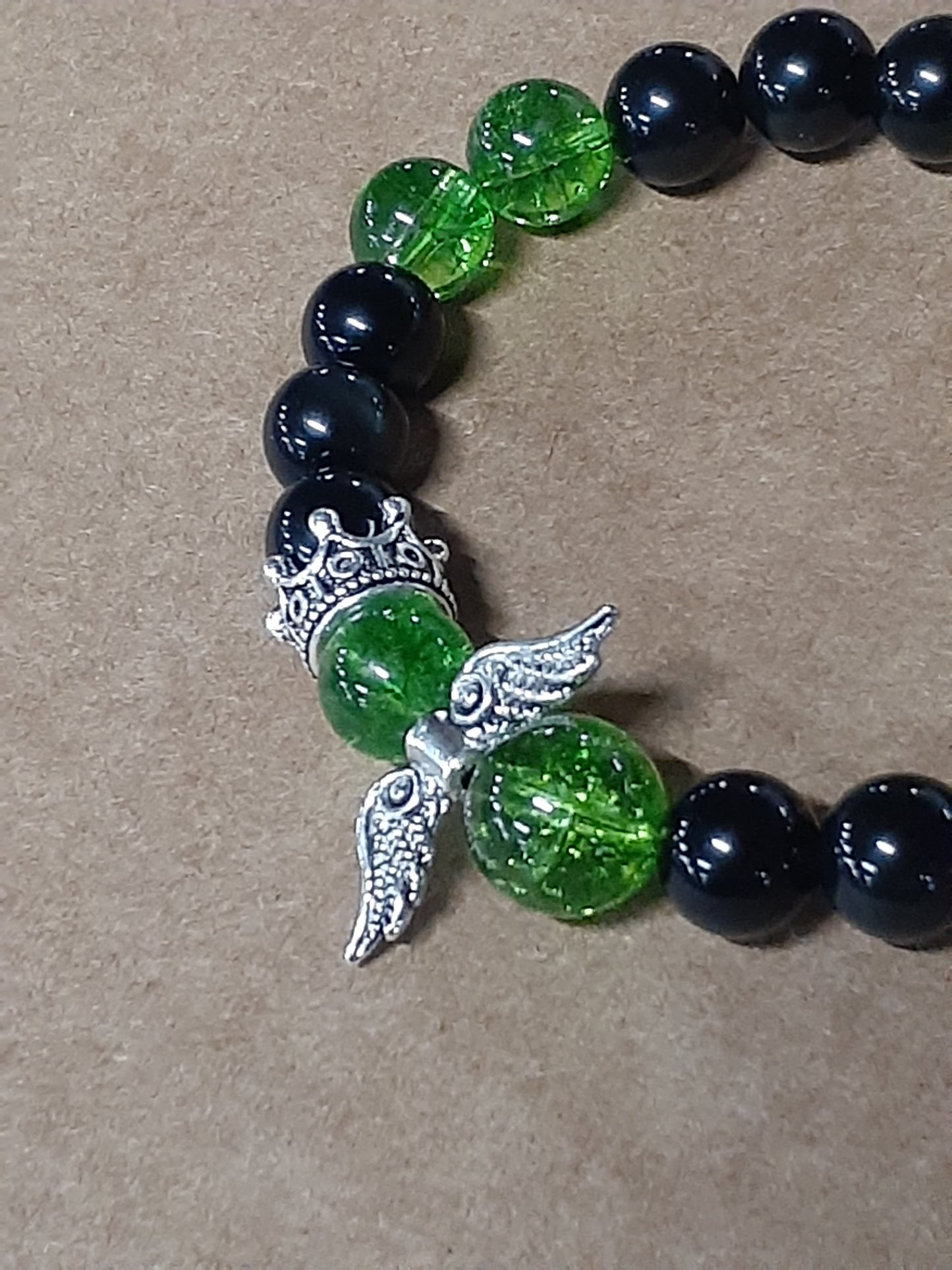 Peridot Guardian Stretch Bracelet Obsidian