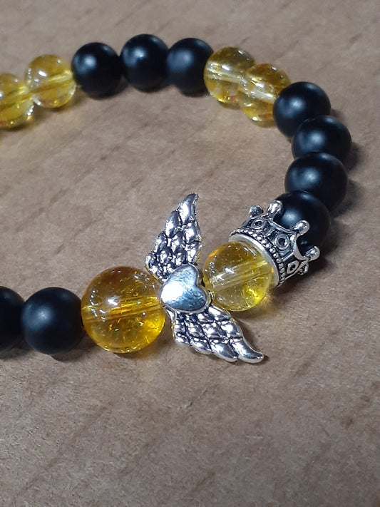 Citrine Guardian Stretch Bracelet Onyx