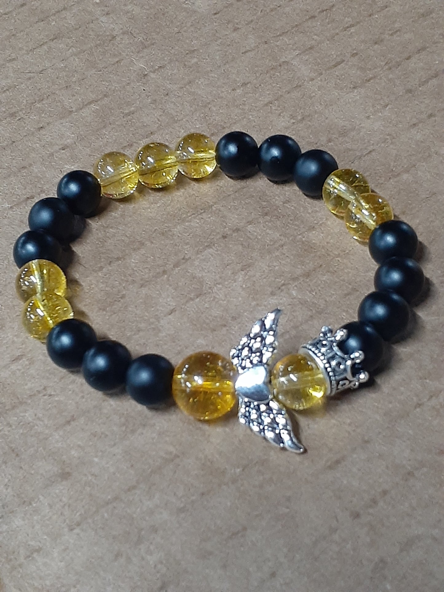 Citrine Guardian Stretch Bracelet Onyx