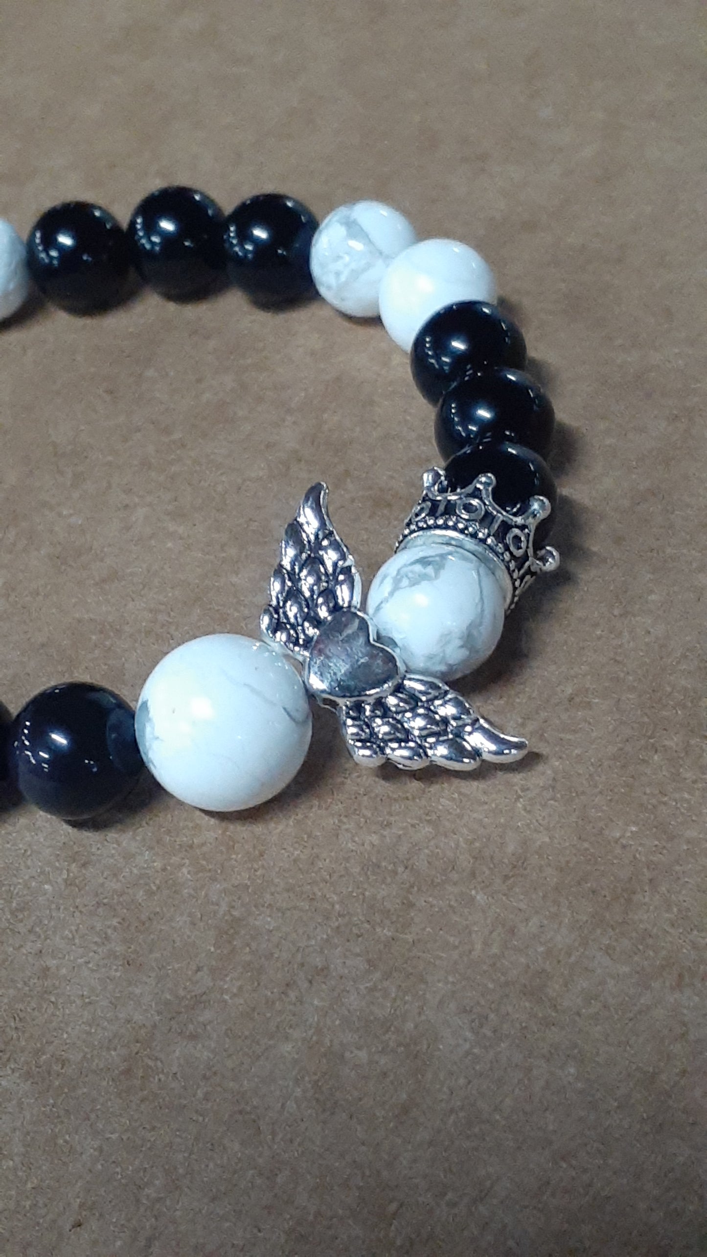 Howlite Guardian Stretch Bracelet Obsidian