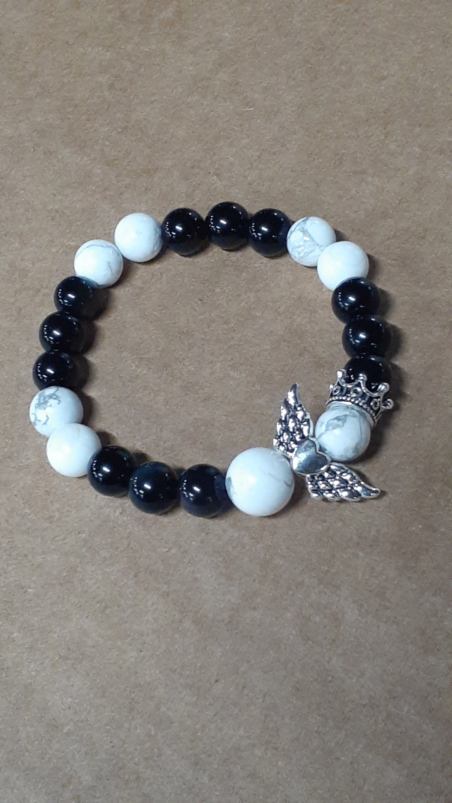 Howlite Guardian Stretch Bracelet Obsidian