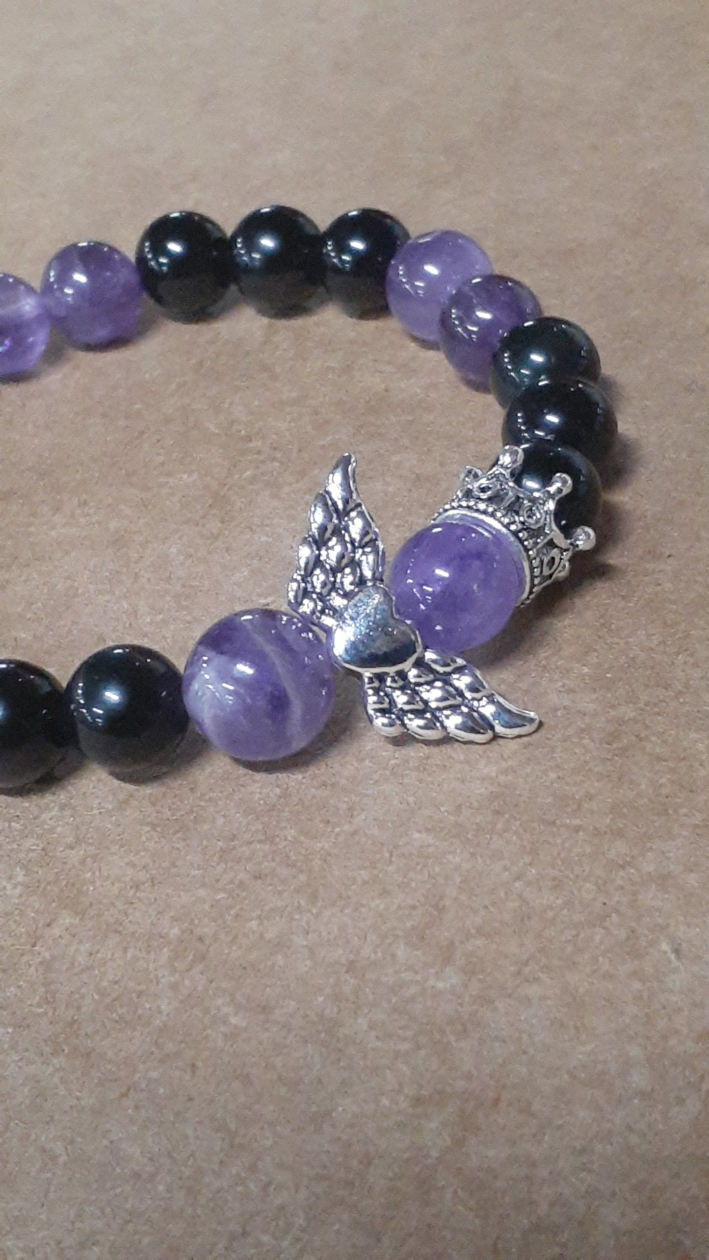 Amethyst Guardian Stretch Bracelet Onyx