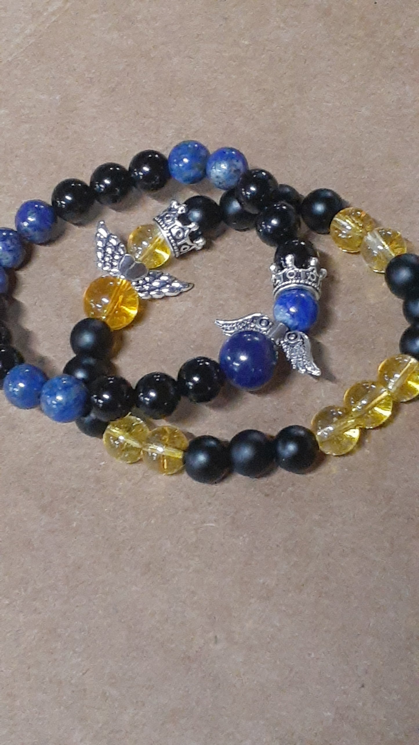 Lapis Lazuli Guardian Stretch Bracelet Obsidian