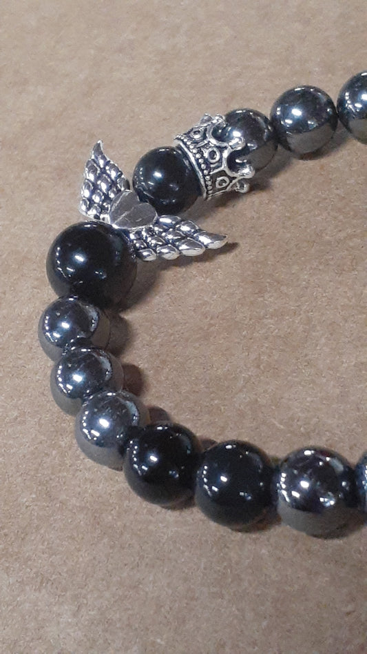 Obsidian Guardian Stretch Bracelet Hematite