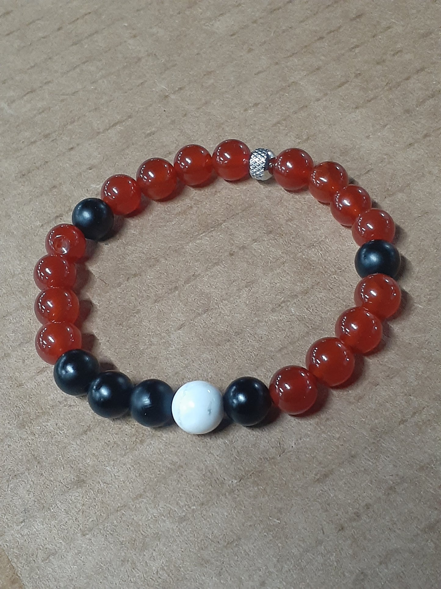 Red Agate Onylite Stretch Bracelet 9Inch