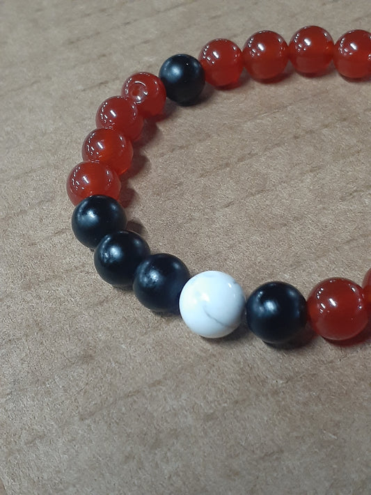 Red Agate Onylite Stretch Bracelet 9Inch