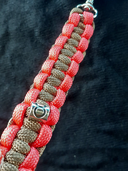 Taurus Red Brown Cobra Paracord Keychain