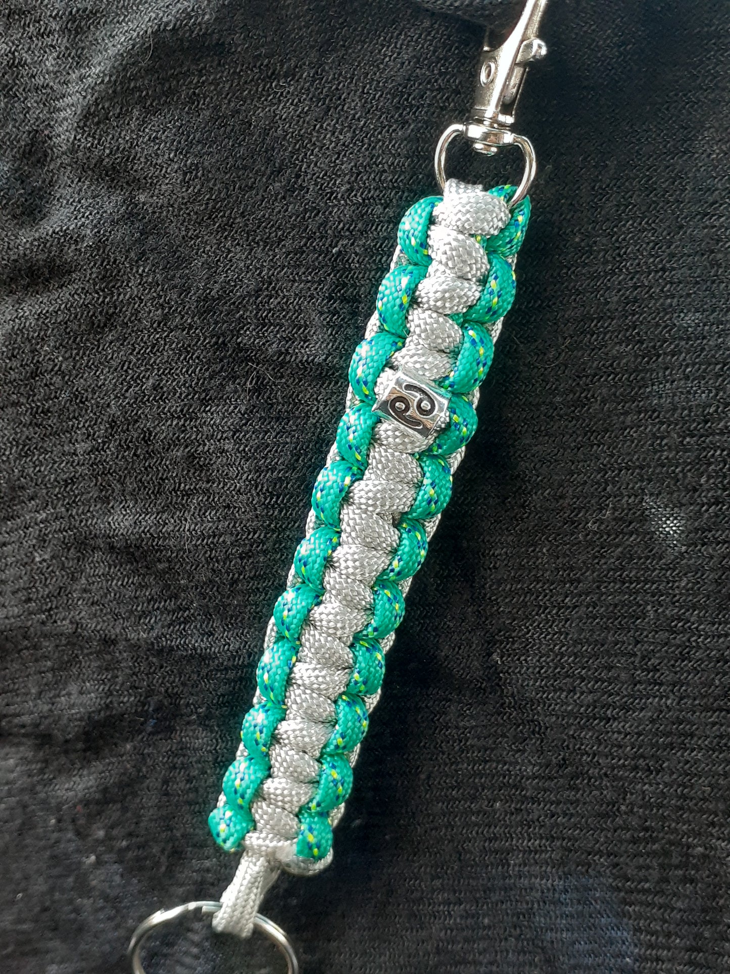 Cancer Gray Teal Cobra Paracord Keychain