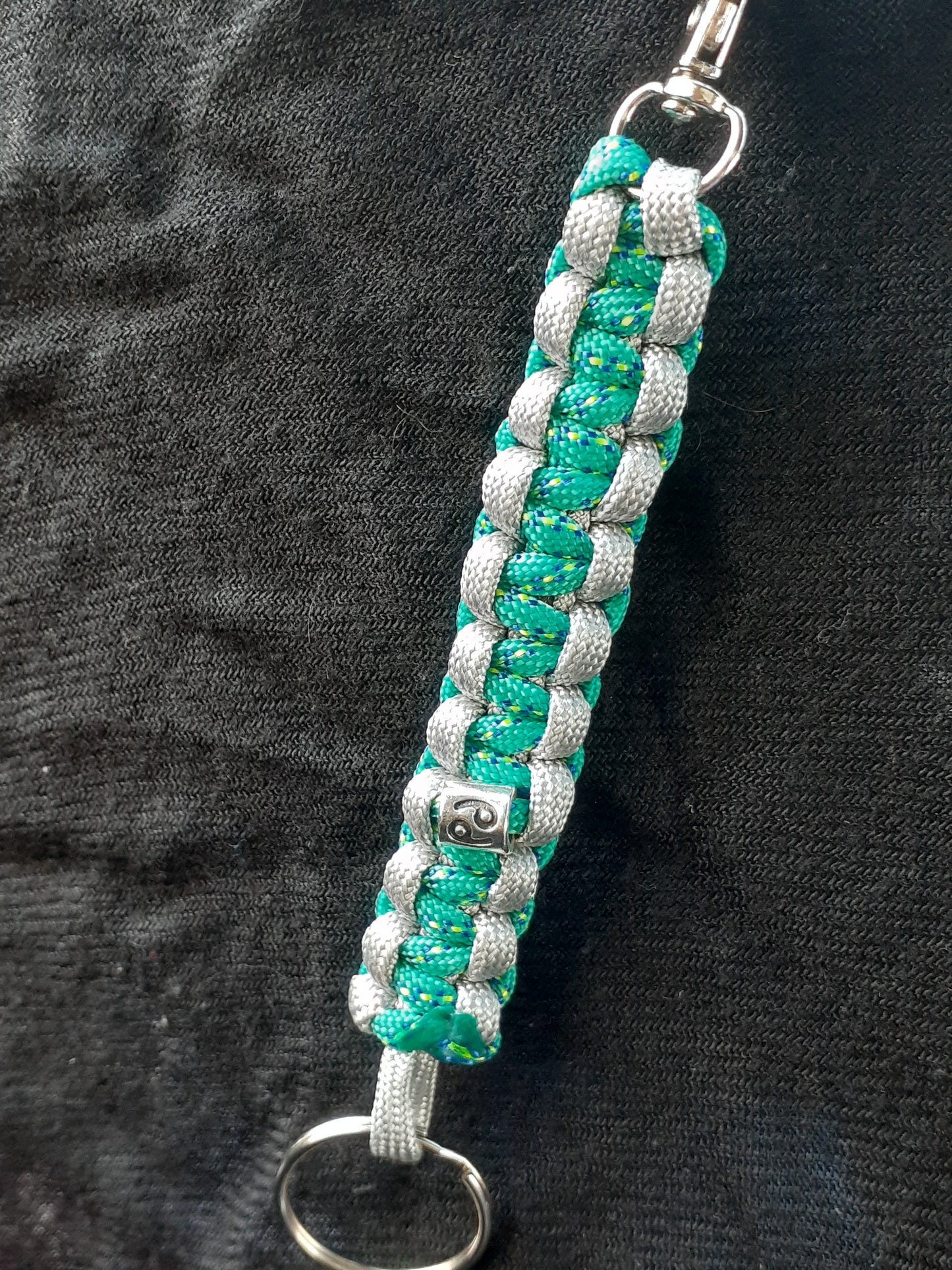 Cancer Gray Teal Cobra Paracord Keychain