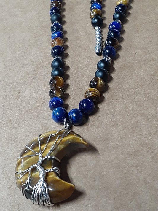 Tiger Eye Moon Necklace 12in