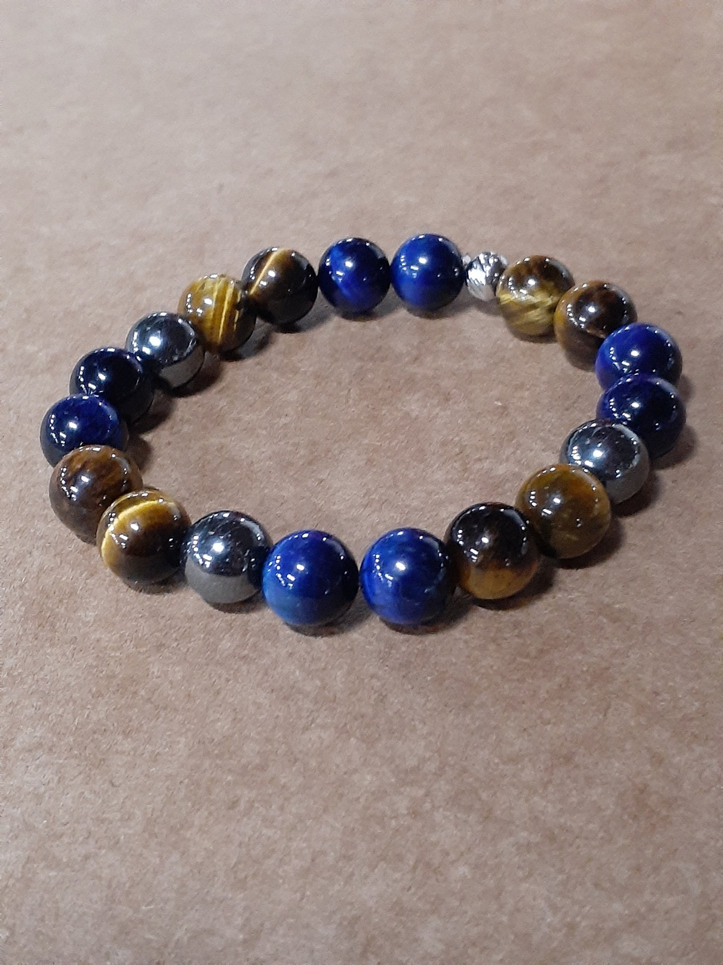 Tiger Eye Hematite KIDS Stretch Bracelet Sapphire