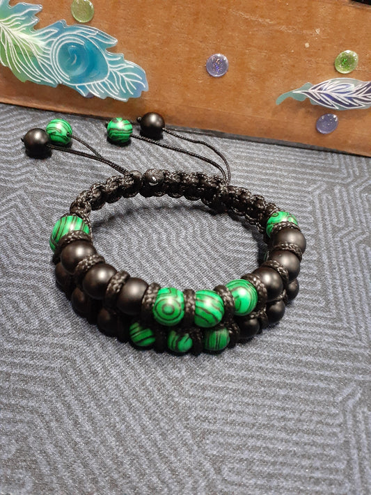 Adjustable Malachite Onyx Paracord Bracelet