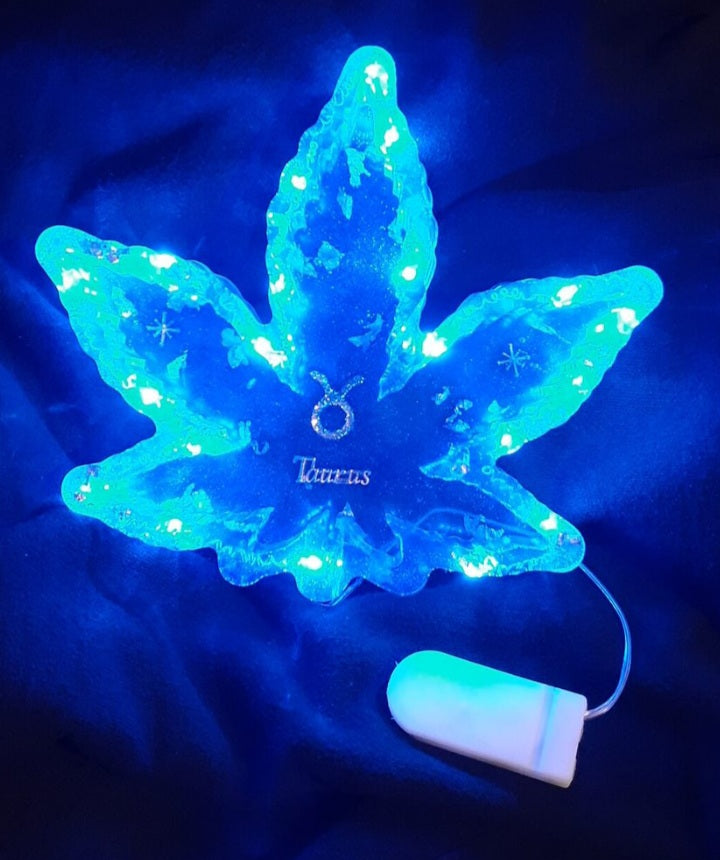 Large Light Up Maple Leaf Ashtray Blue Taurus