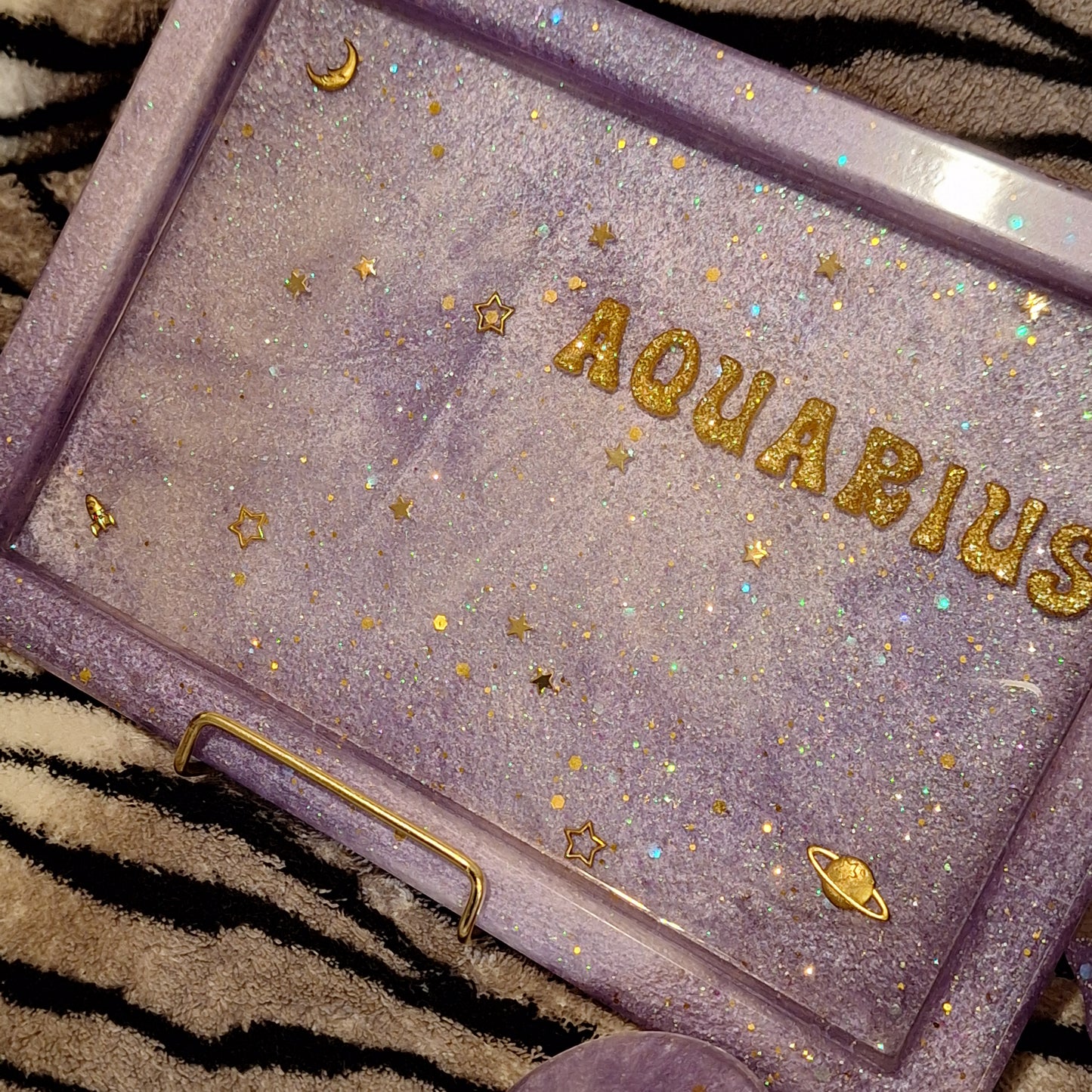 Aquarius SM 3Piece Tray Set Purple White Gold
