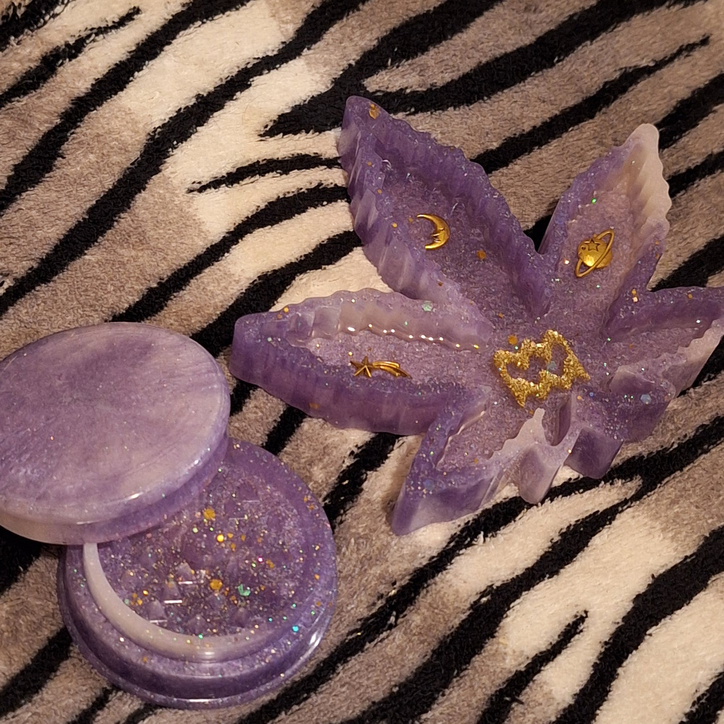 Aquarius SM 3Piece Tray Set Purple White Gold