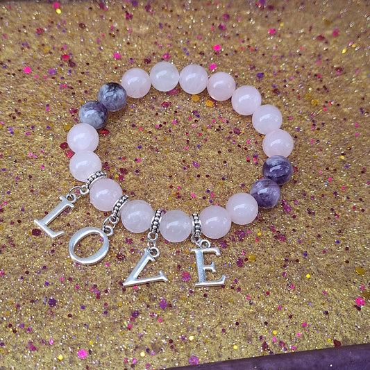 Rose Amethyst L.O.V.E. Stretch Bracelet