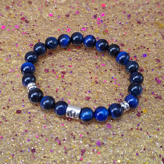 Leo Sapphire Tiger Eye Stretch Bracelet