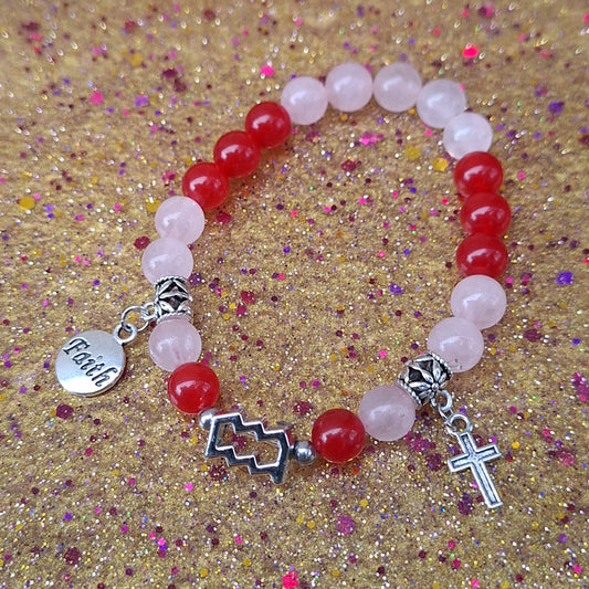 Aquarius Rose Carnelian Charm Stretch Bracelet